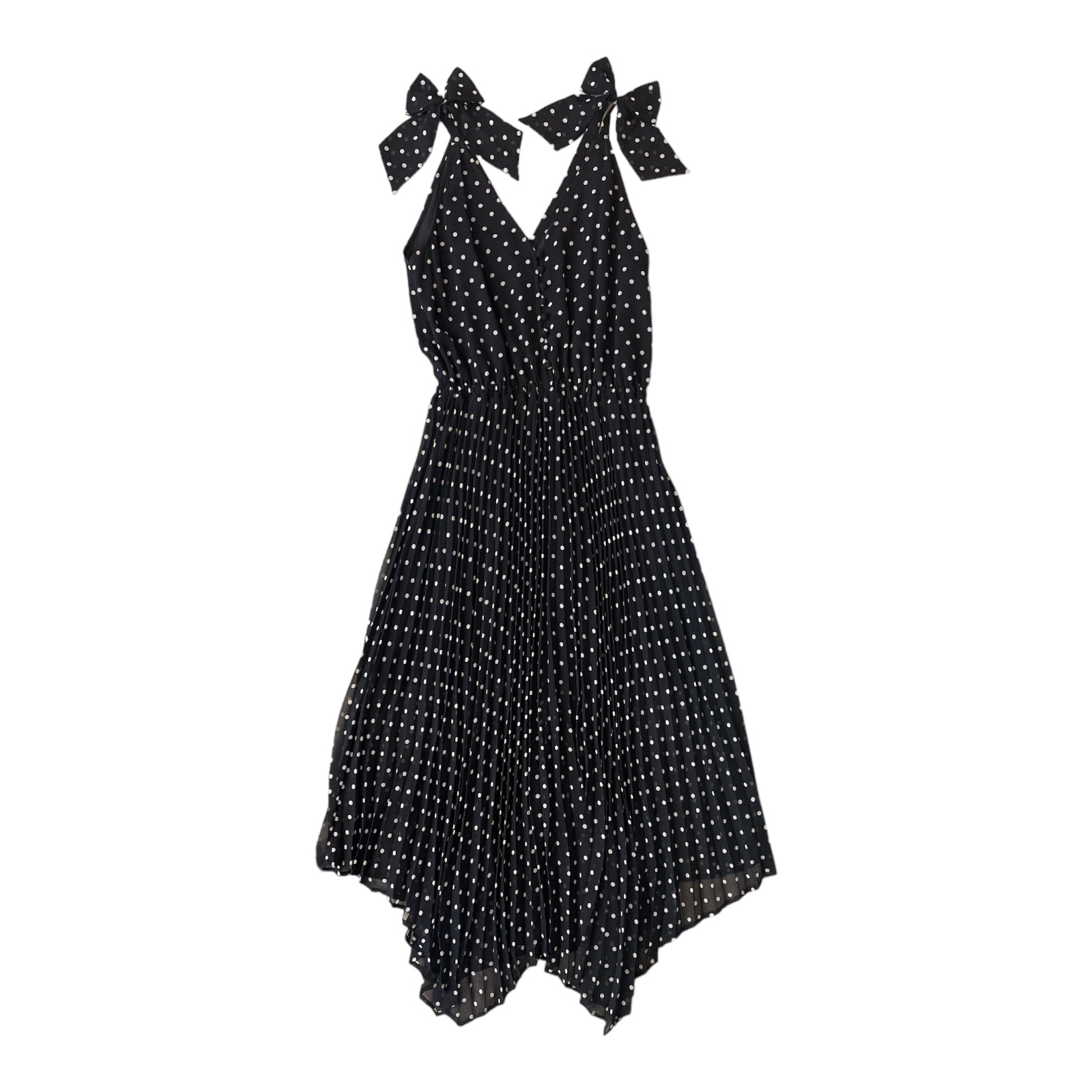 The_Kooples_White_dotted_black_midi_dress_front