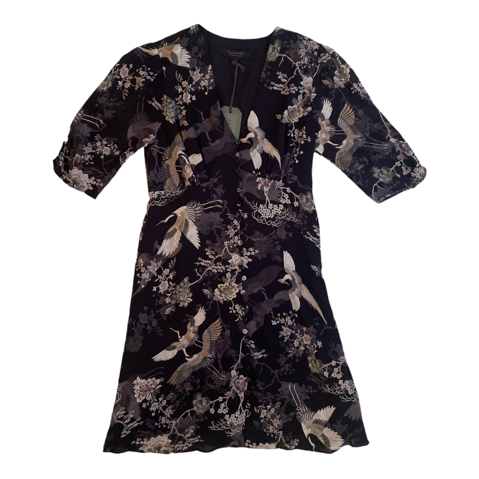 All_Saints_Black_and_Floral_Black_Dress_Front