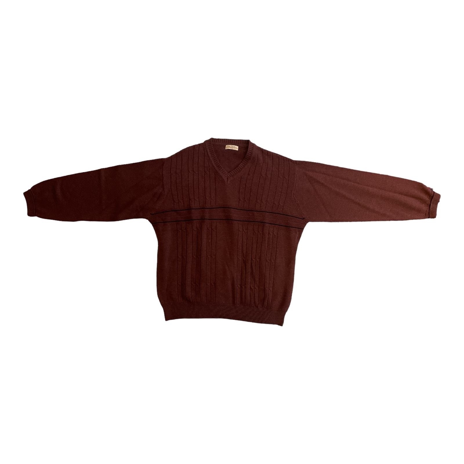 Pierre_Cardin_Mens_Burgundy_Acrylic_Wool_Knit_Jumper_Front