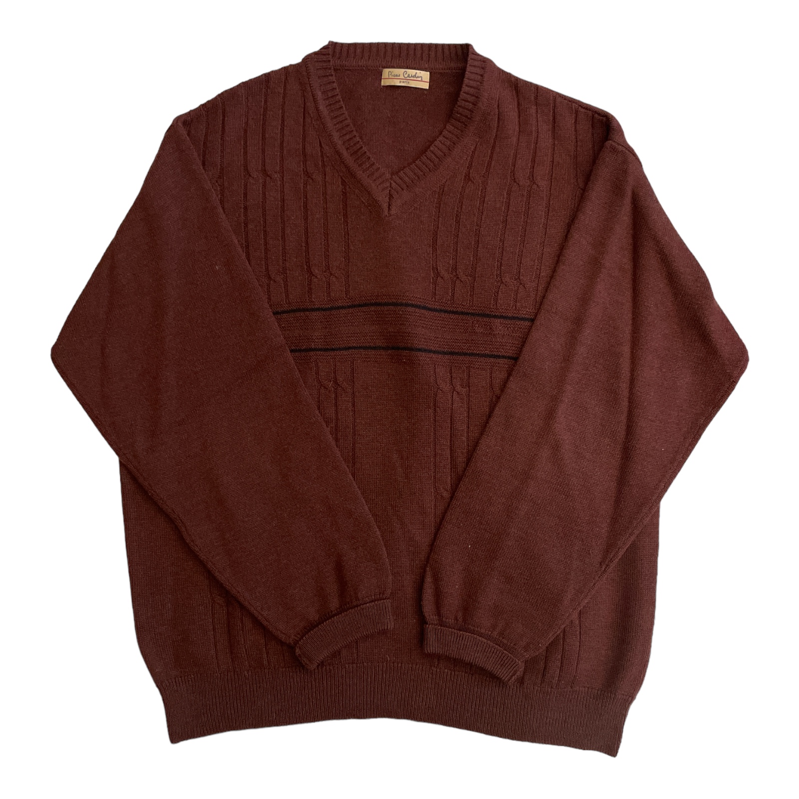 Pierre_Cardin_Mens_Burgundy_Acrylic_Wool_Knit_Jumper_Front_2