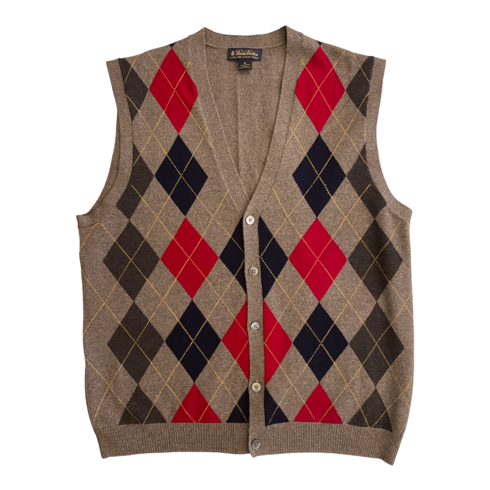 Brooks_Brothers_Size_XL_Merino_Wool_Button_Down_Cardigan_Vest_Sweater_Front