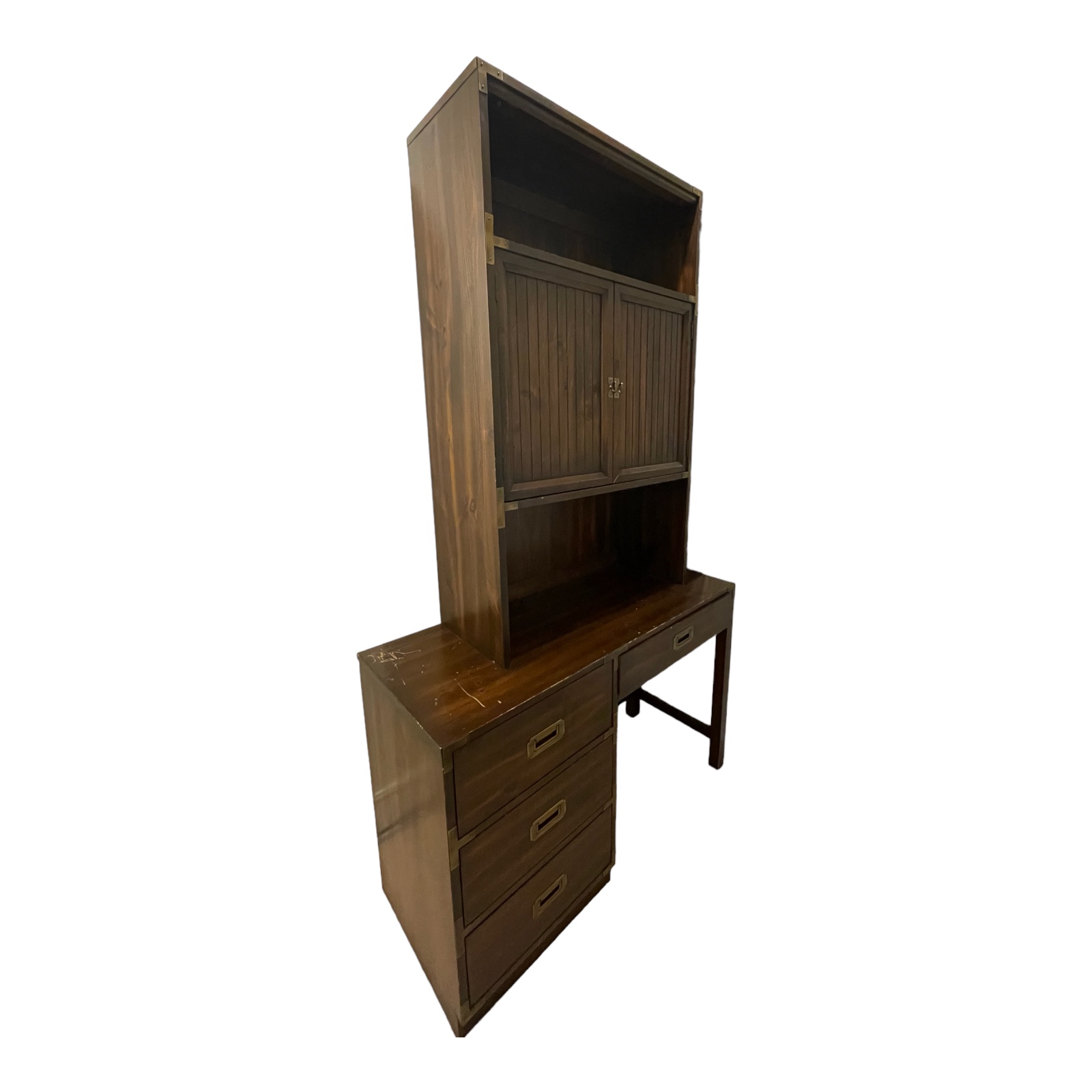 Kroehler Mid Century Solid Wood Dresser With Shelves Side View White Background